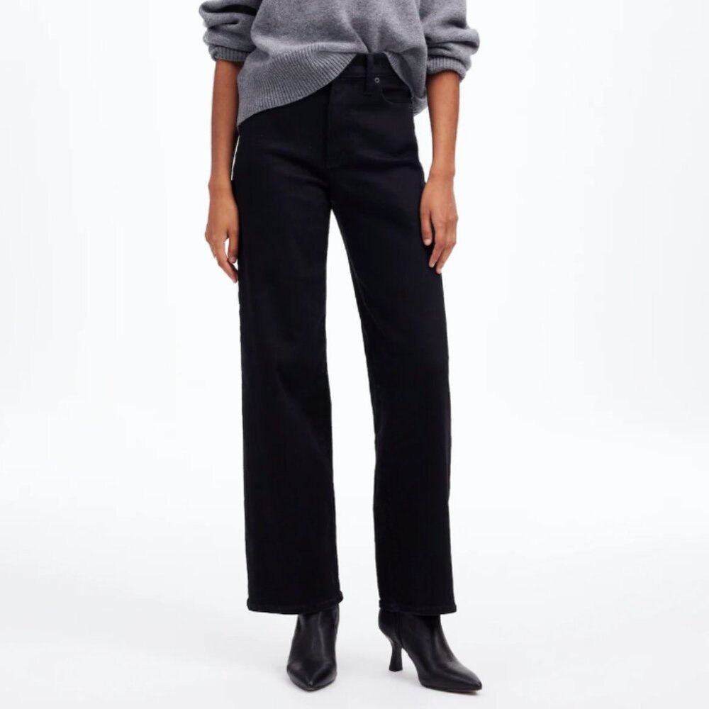 Madewell Perfect Vintage Wide-Leg Jean in Black Rinse Wash